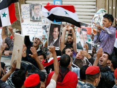 سوری‌ها در حمایت از بشار اسد تظاهرات کردند