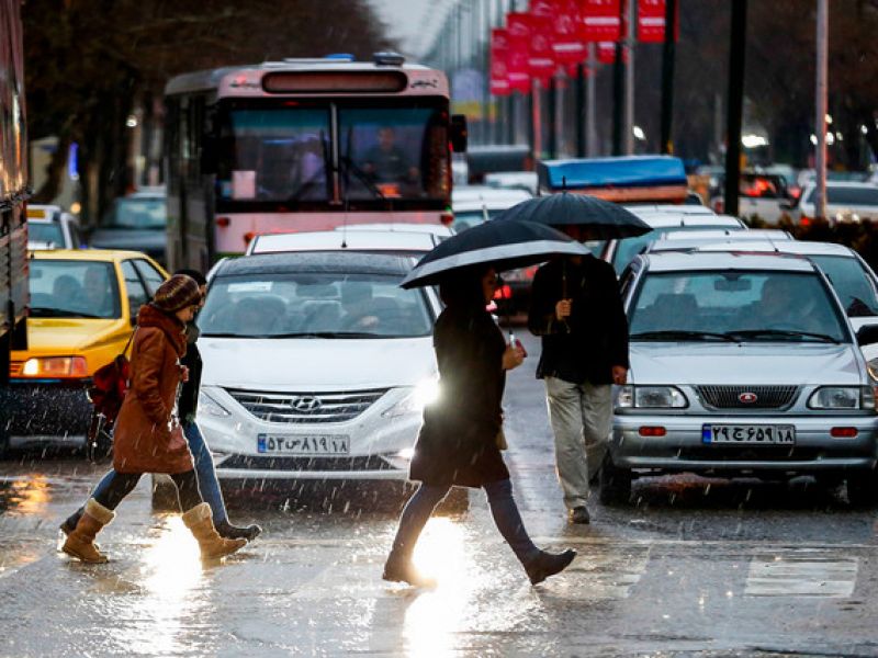 ترافیک سنگین در تهران بارانی
